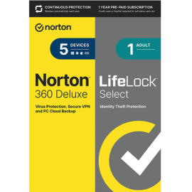 Norton 360 Deluxe with LifeLock Select - 1-Year / 5-Device - USA