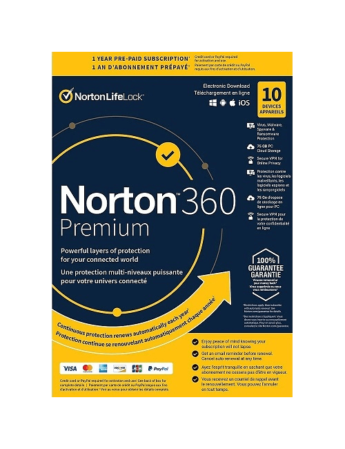 Norton 360 Premium - 1-Year / 10-Device - USA/Canada